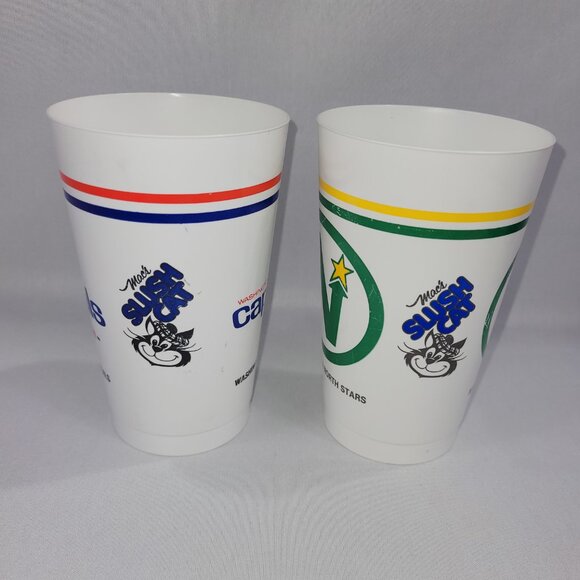 Collectors Cup Vintage 1980s NHL Mac's Slush Cat Plastic Drink Glass Lot 2 - Picture 2 of 2